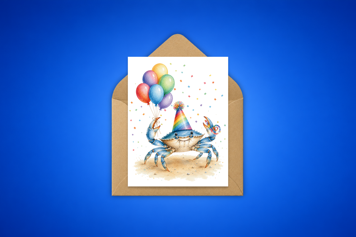 Rainbow Crab Celebration Card